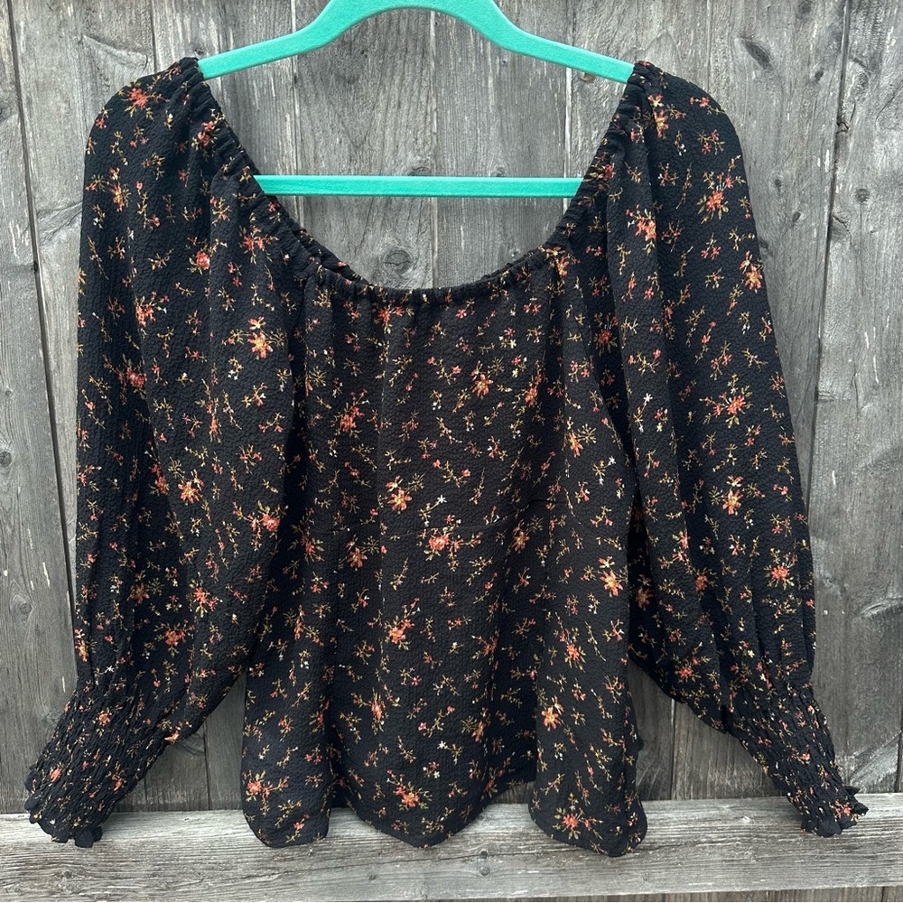 Madewell Kirstie Sweetheart Top in Fresh Sprigs Smocked Cuffs Balloon 3/… - Picture 2 of 8